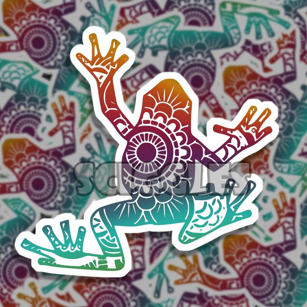 Mandala Tree Frog 3" Stickers, Stickers - Sciggles