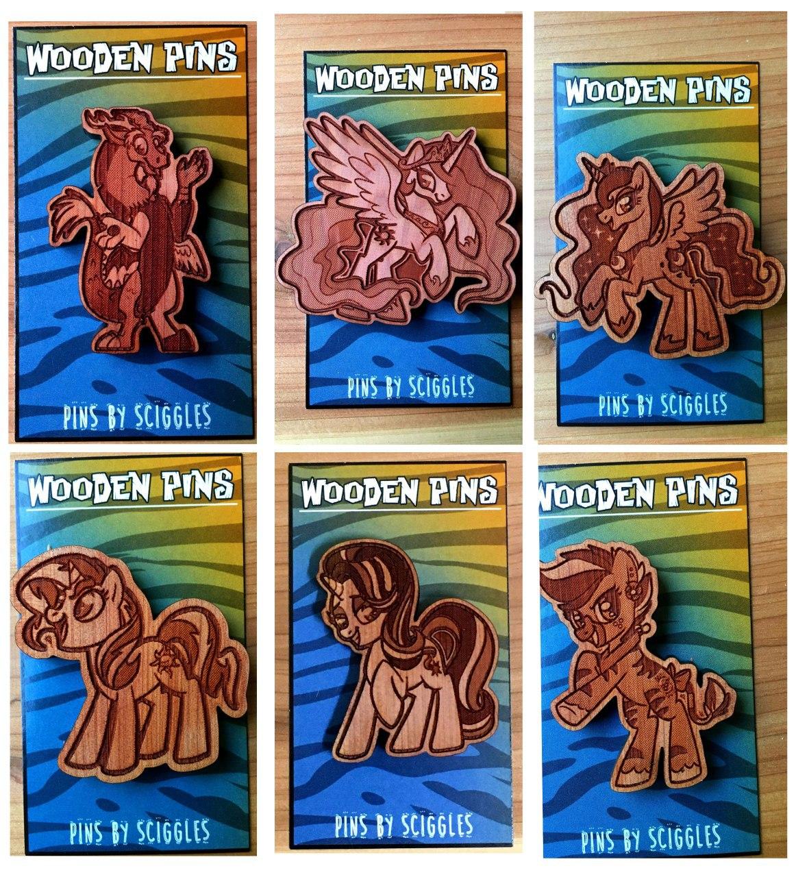 Wooden Pins - Pony, Pins, Cedar, Customizeable, Laser Engraved, Pins, Pony, Wearable - Sciggles