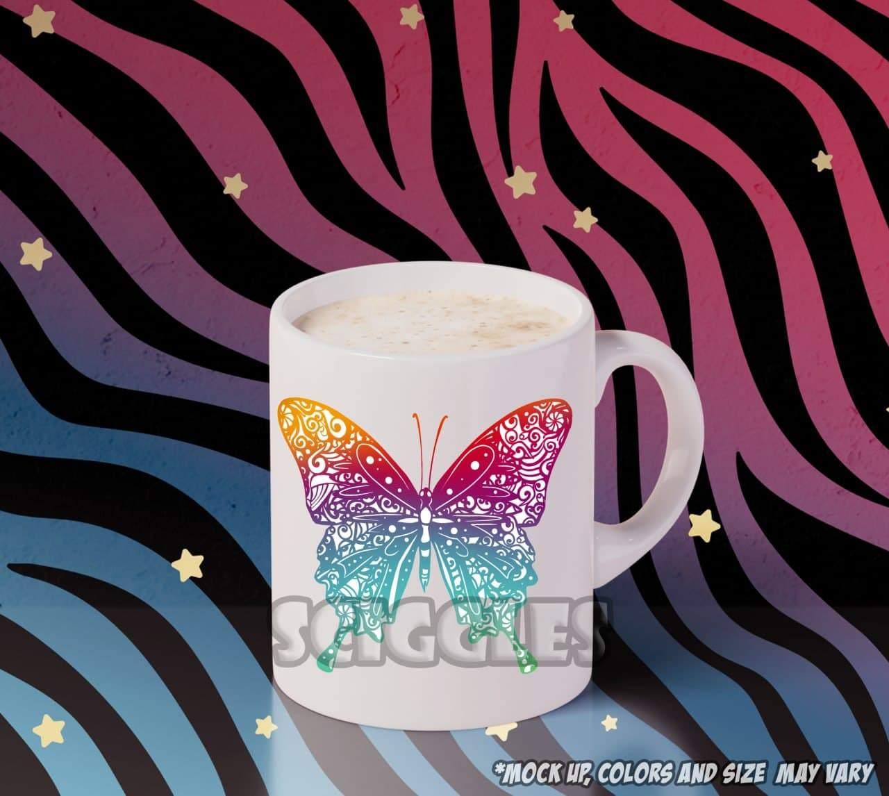 Mandala Butterfly Coffee Mug, Mugs - Sciggles
