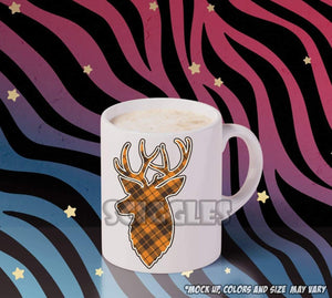 Plaid Reindeer Coffee Mugs, Mugs - Sciggles