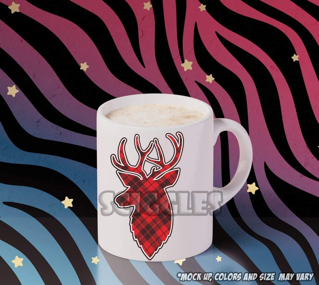 Plaid Reindeer Coffee Mugs, Mugs - Sciggles